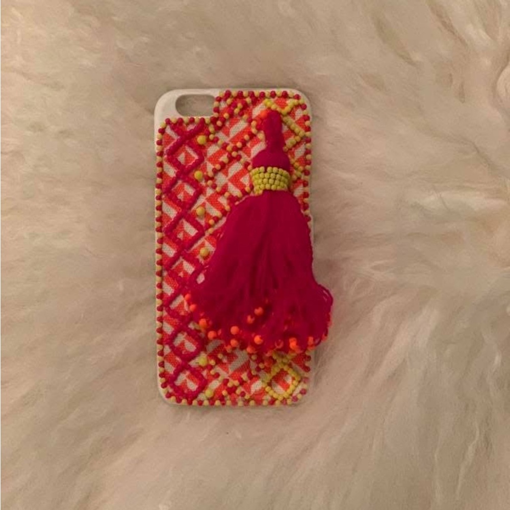 BaubleBar Pink and Yellow Beaded Phone Case